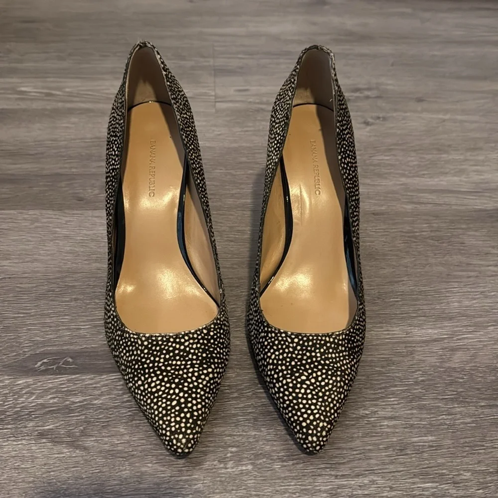 Banana Republic Real Fur Animal Print Pointed Toe Pumps